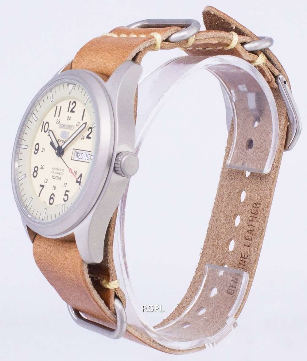 Seiko 5 Sports SNZG07K1-LS18 Automatic Brown Leather Strap Men's Watch -  Zetamarket
