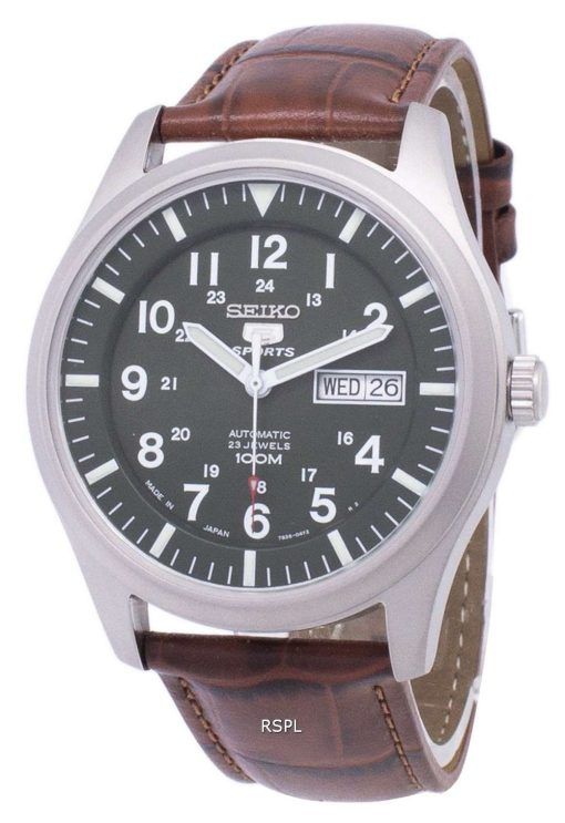 Seiko 5 Sports Automatic Japan Made Ratio Brown Leather SNZG09J1-LS7 Men's Watch