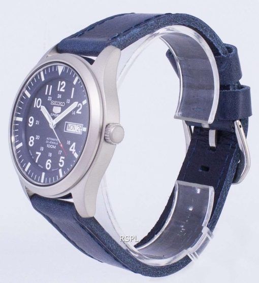 Seiko 5 Sports SNZG11J1-LS13 Japan Made Dark Blue Leather Strap Men's Watch