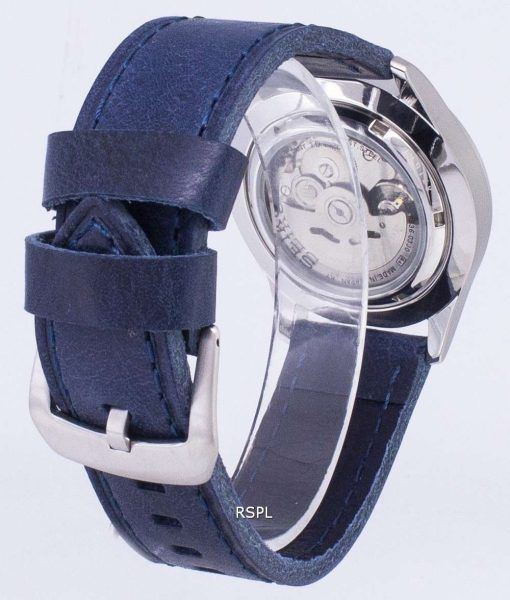 Seiko 5 Sports SNZG11J1-LS13 Japan Made Dark Blue Leather Strap Men's Watch