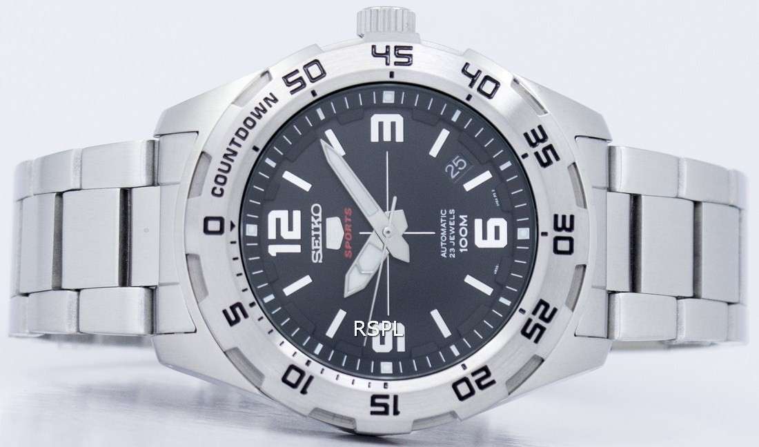 Seiko 5 Sports Automatic Black Dial Silver Steel Men's Watch SRPB79K1