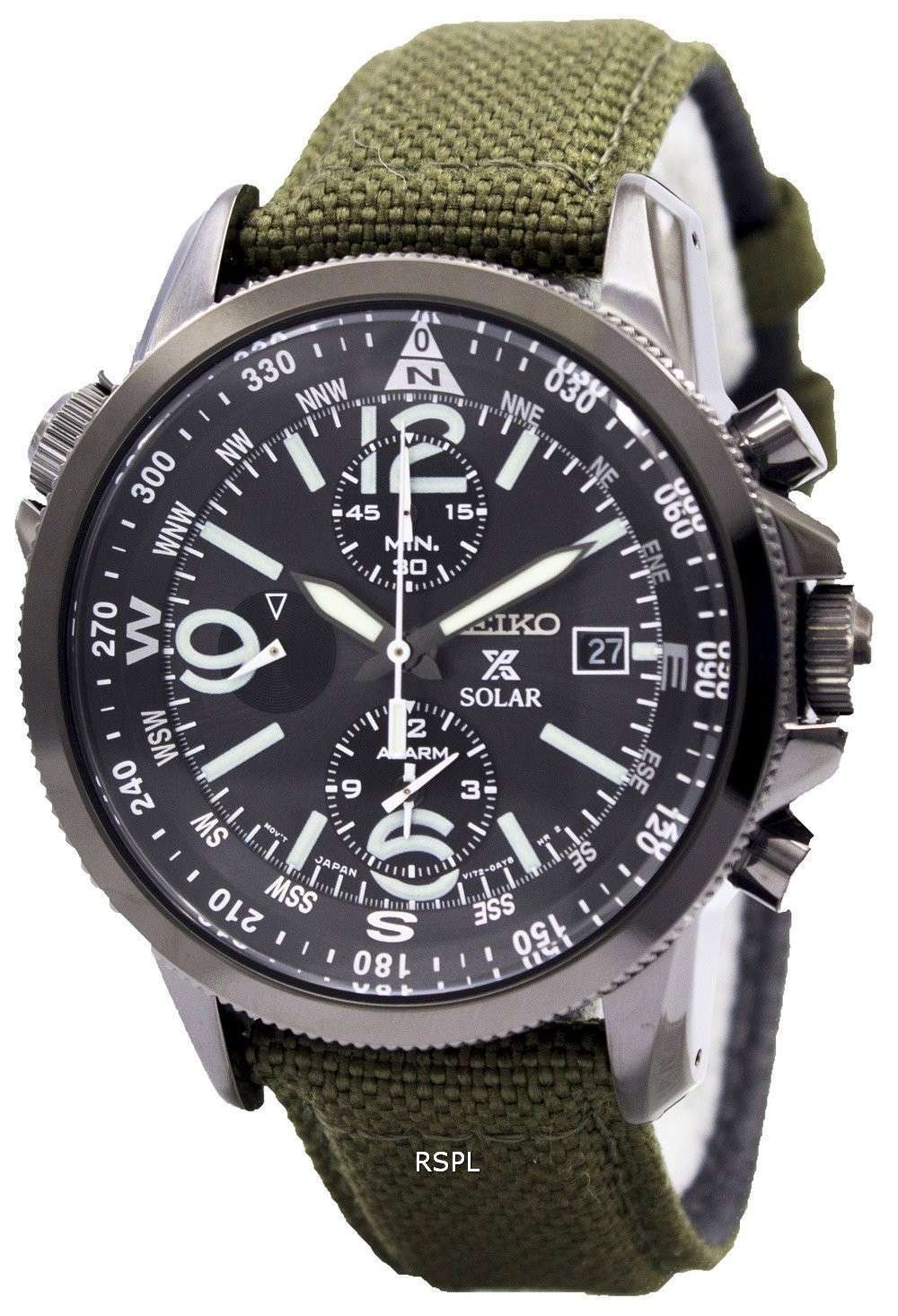 Seiko Prospex Solar Military Alarm Chronograph SSC295P1 SSC295P Mens Watch
