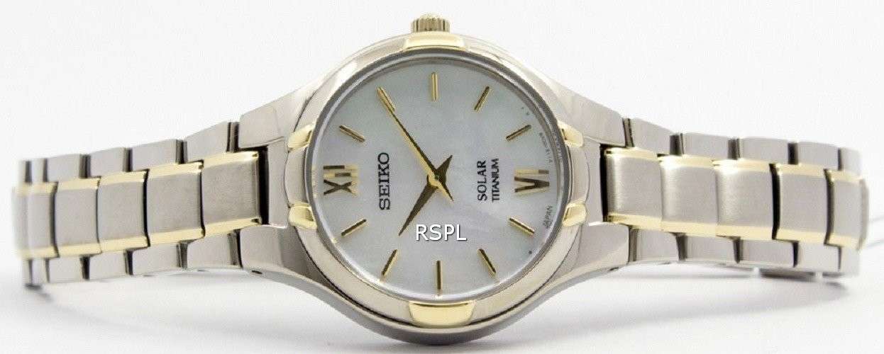 Seiko Solar Titanium Mother Of Pearl Dial SUP280P1 SUP280P Womens Watch