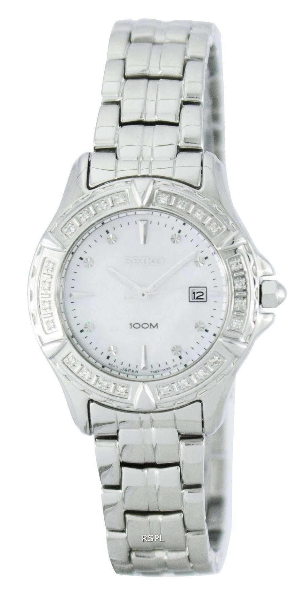 Seiko Quartz Diamond Accent 100M SXDA97 SXDA97P1 SXDA97P Women's Watch