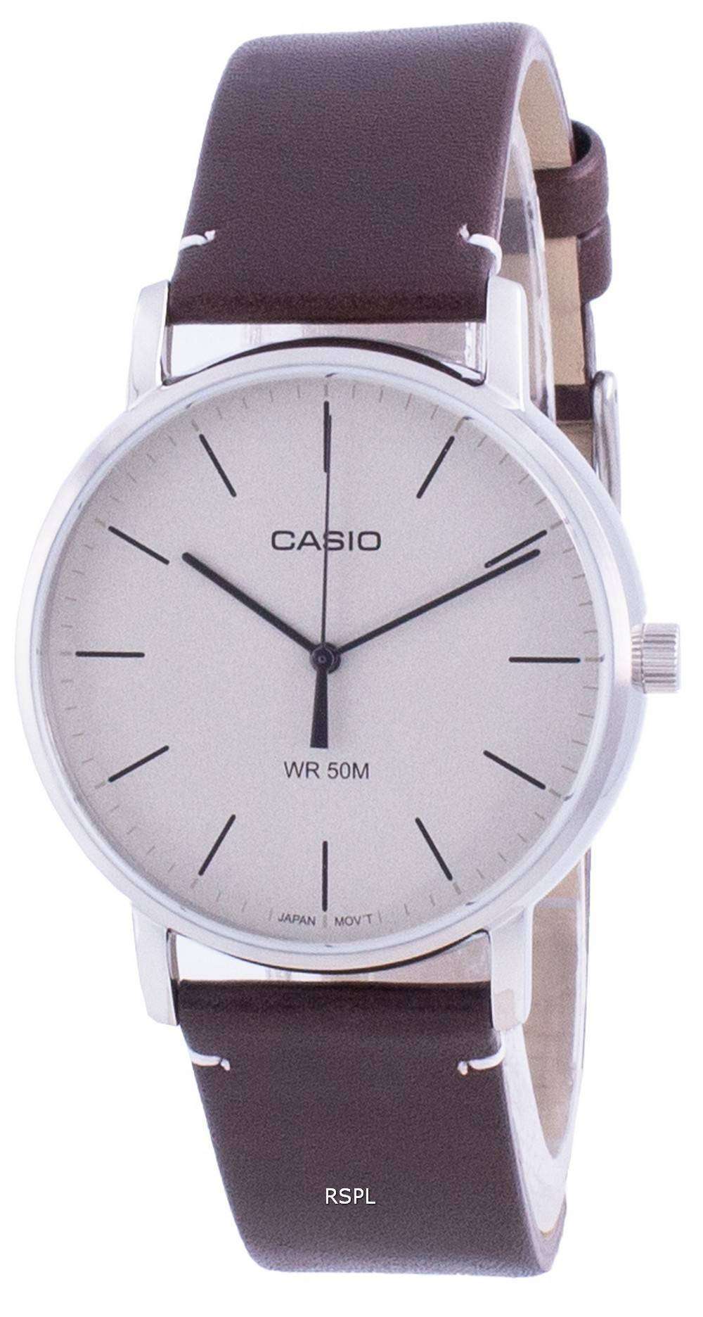 Casio White Dial Leather Strap Quartz MTP-E171L-5E MTPE171L-5 Mens Watch