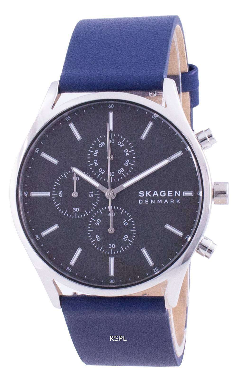 Skagen Holst Chronograph Leather Strap Quartz SKW6653 Mens Watch