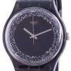 Swatch Darksparkles Black Dial Silicone Strap Quartz SUOB156 Womens Watch