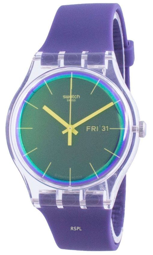 Swatch Polapurple Purple Dial Silicone Strap Quartz SUOK712 Mens Watch