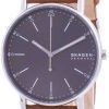 Skagen Signatur Grey Dial Leather Strap Quartz SKW6578 Mens Watch