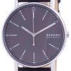 Skagen Signatur Grey Dial Leather Strap Quartz SKW6654 Mens Watch