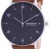 Skagen Riis Black Dial Leather Strap Quartz SKW6663 Mens Watch