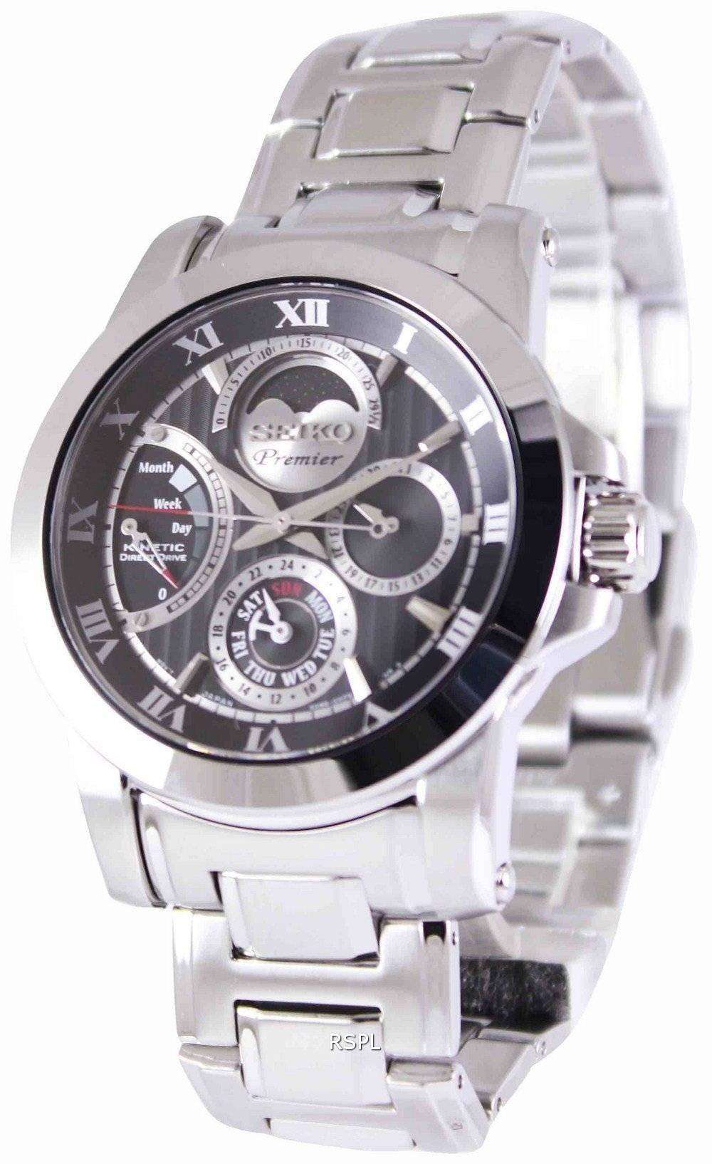 Refurbished Seiko Premier Kinetic Direct Drive Moon Phase SRX013 SRX013P1 SRX013P 100M Mens Watch