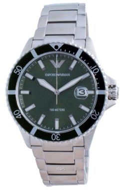 Emporio Armani Green Dial Stainless Steel Quartz AR11338 100M Men's Watch