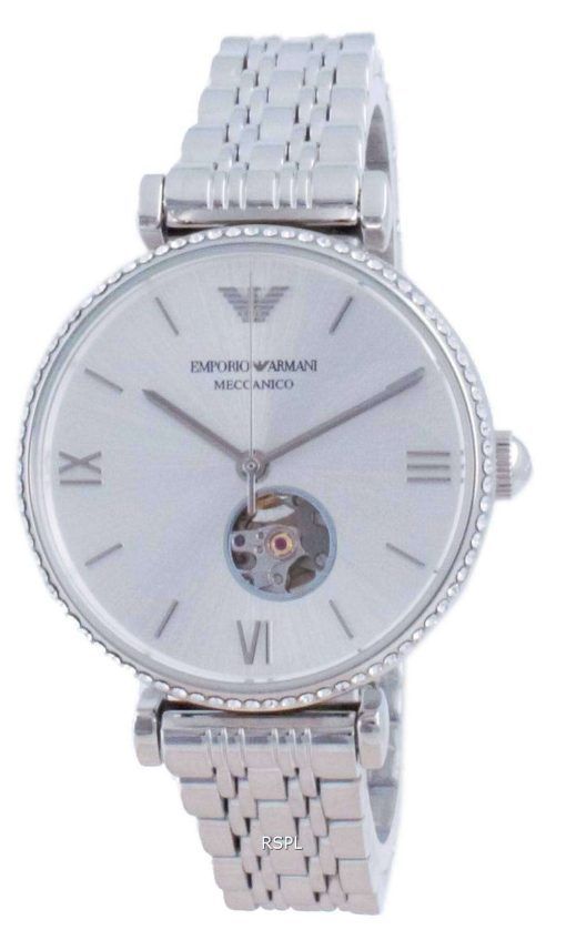 Emporio Armani Gianni T-Bar Open Heart Diamond Accents Automatic AR60022 Womens Watch