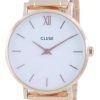 Cluse Minuit 3-Link White Dial Rose Gold Tone Stainless Steel Quartz CW0101203027 Womens Watch