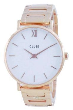 Cluse Minuit 3-Link White Dial Rose Gold Tone Stainless Steel Quartz CW0101203027 Womens Watch