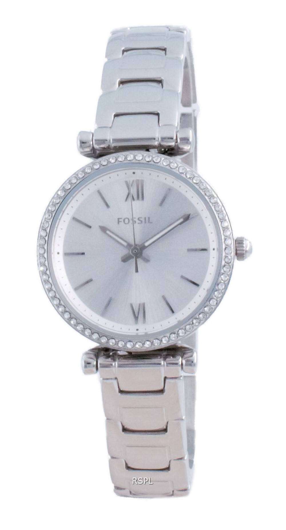 Fossil Carlie Mini Silver Dial Daimond Accents Quartz ES4956 Womens Watch