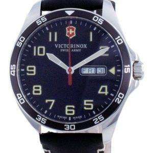 Victorinox Fieldforce Leather Black Dial Quartz 241846 100M Mens Watch