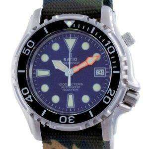 Ratio Free Diver Helium Safe Nylon Automatic Diver's 1066KE20-33VA-BLU-var-NATO5 1000M Men's Watch
