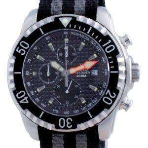 Ratio Free Diver Chronograph Nylon Quartz Diver's 48HA90-17-CHR-BLK-var-NATO1 200M Men's Watch