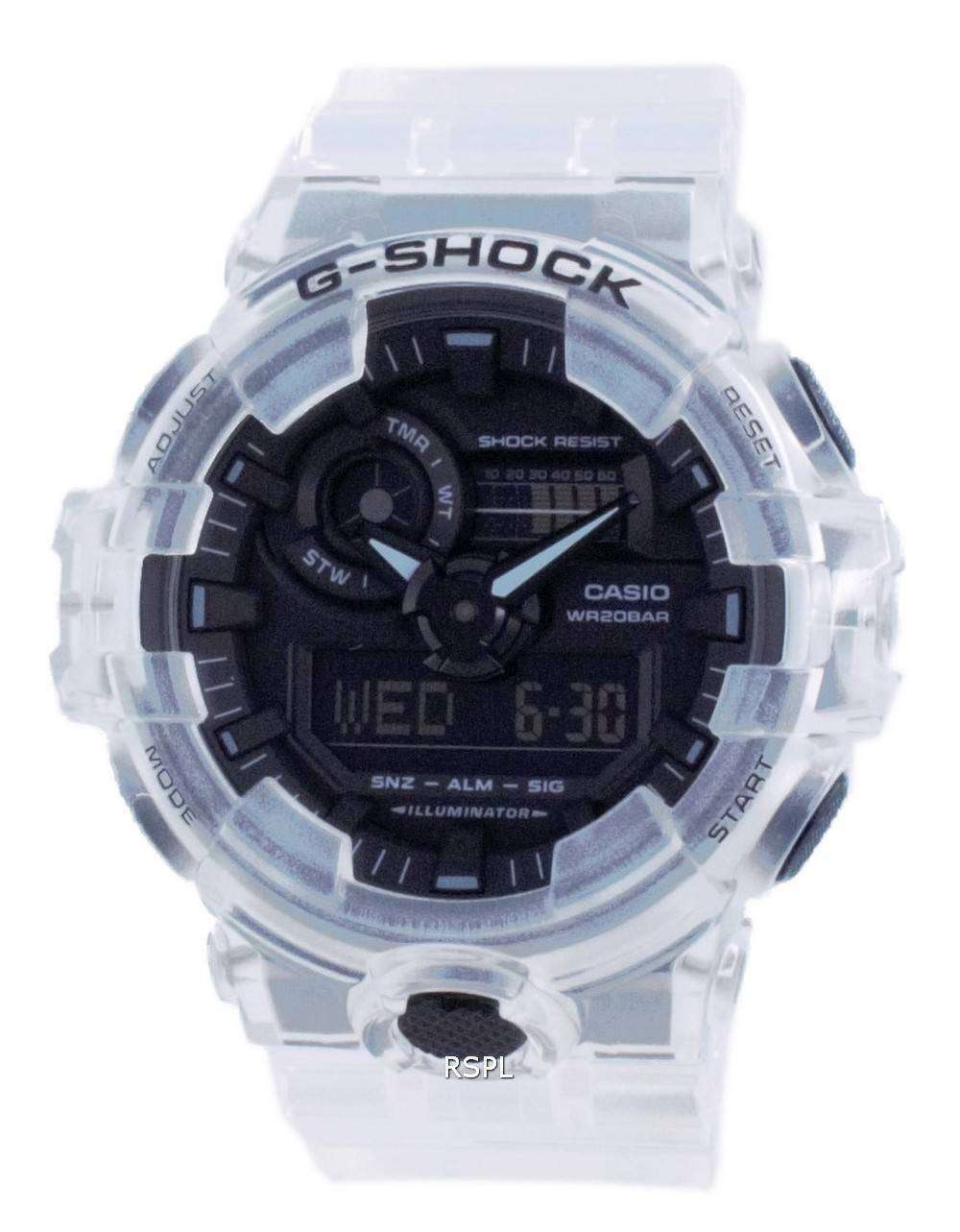 Casio G-Shock Transparent Pack Analog Digital Quartz Diver's GA-700SKE-7A  GA700SKE-7 200M Men's Watch - Zetamarket