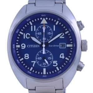 Citizen Chronograph Blue Dial Stainless Steel Eco-Drive CA7040-85L 100M Mens Watch