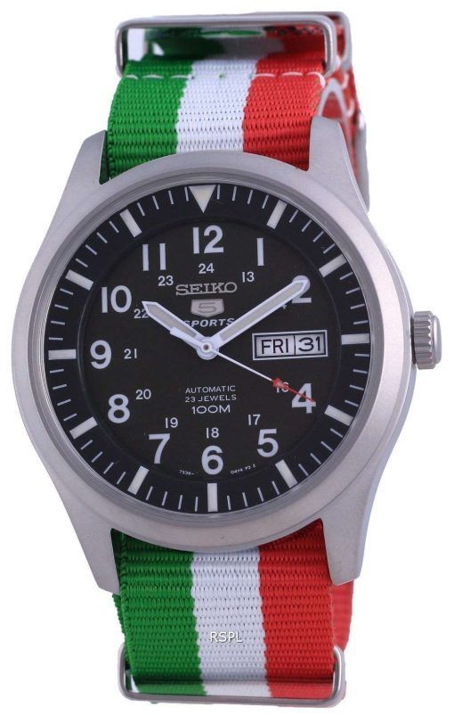 Seiko 5 Sports Military Automatic Polyester SNZG09K1-var-NATO23 100M Mens Watch