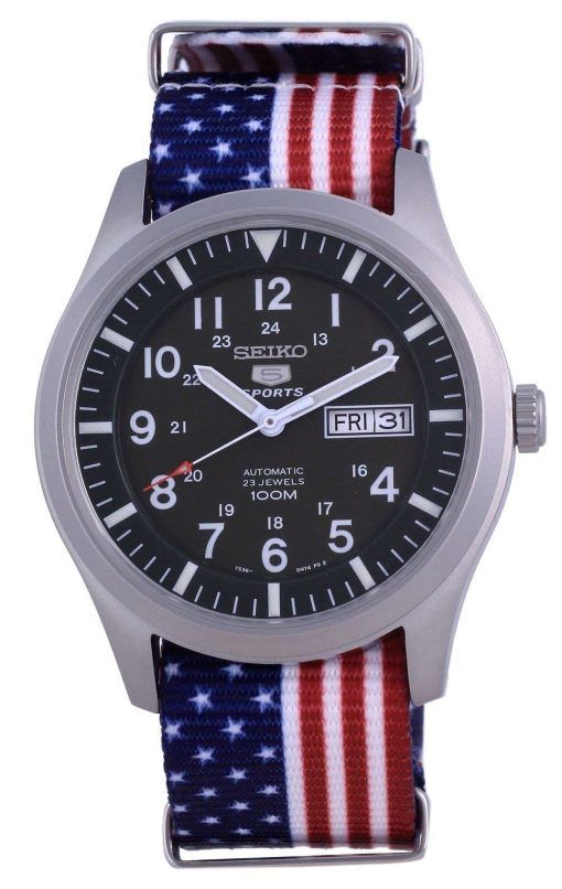 Seiko 5 Sports Military Automatic Polyester SNZG09K1-var-NATO27 100M Mens Watch