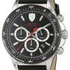 Ferrari Scuderia Pilota Black Dial Leather Strap Quartz 0830389 Mens Watch