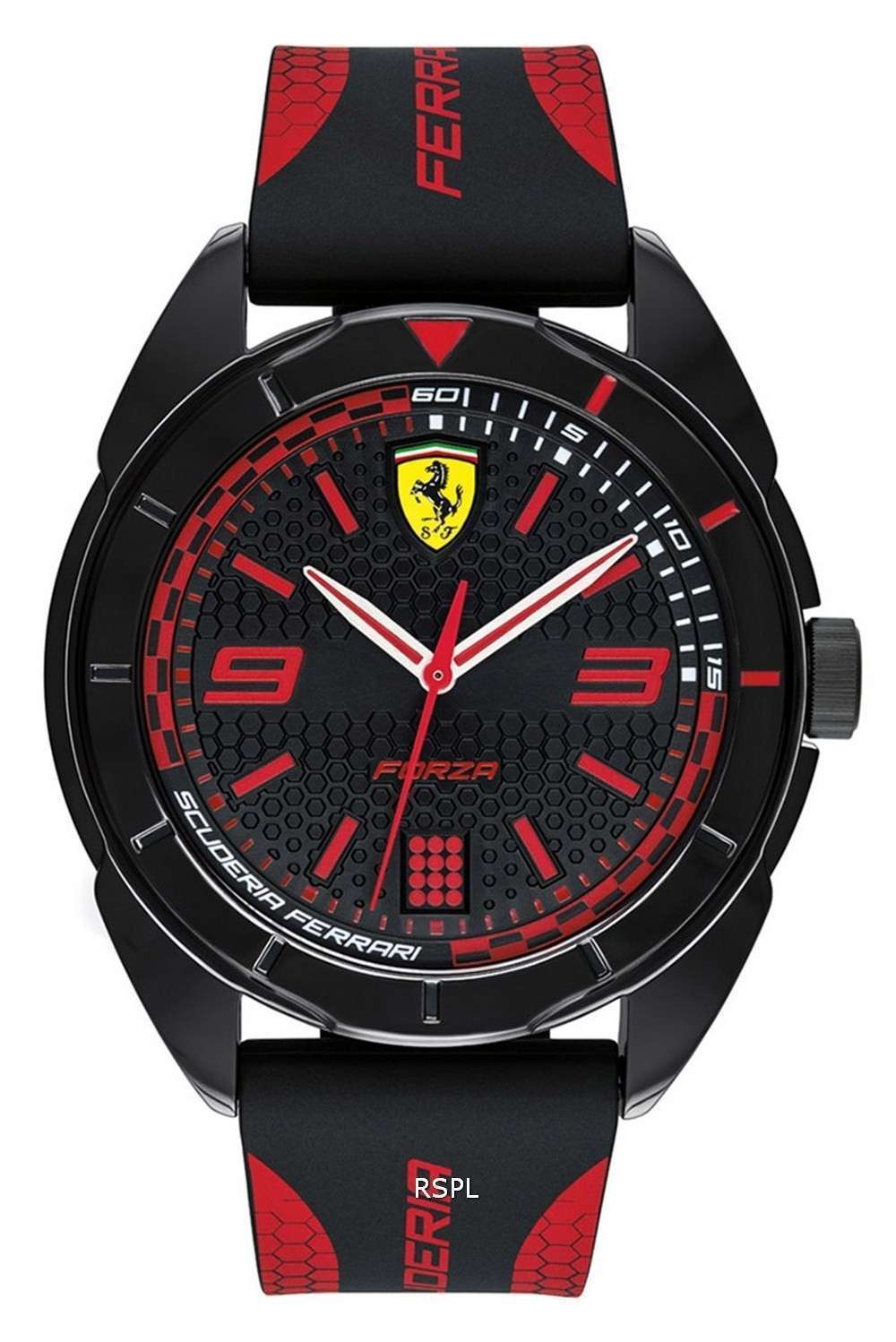 Ferrari Scuderia Forza Black Dial Silicon Band Quartz 0830515 Mens Watch