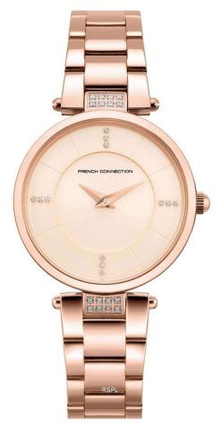 French Connection Crystal Accents Rose Gold Tone Dial Quartz FCS1015RGM Womens Watch