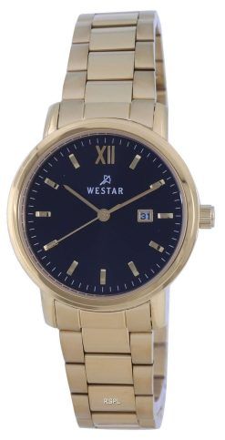 Westar Black Dial Gold Tone Stainless Steel Quartz 40245 GPN 103 Womens Watch