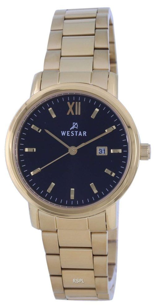 Westar Black Dial Gold Tone Stainless Steel Quartz 40245 GPN 103 Womens Watch