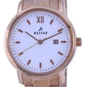 Westar White Dial Rose Gold Tone Stainless Steel Quartz 40245 PPN 601 Womens Watch