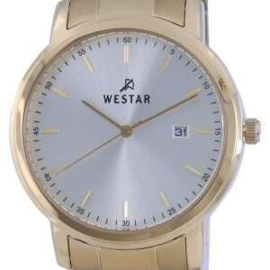 Westar Silver Dial Gold Tone Stainless Steel Quartz 50243 GPN 102 Mens Watch