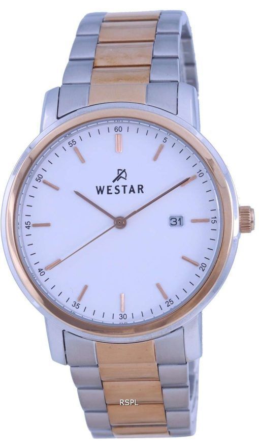 Westar White Dial Two Tone Stainless Steel Quartz 50243 SPN 601 Mens Watch