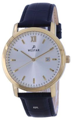 Westar Silver Dial Leather Strap Quartz 50244 GPN 102 Mens Watch