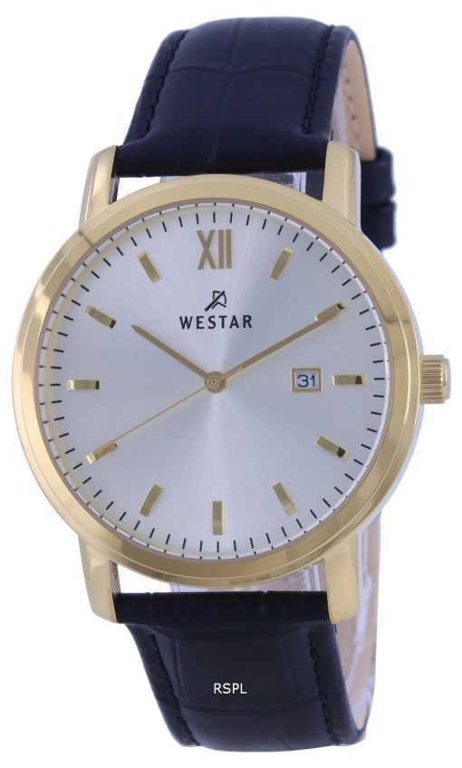 Westar Silver Dial Leather Strap Quartz 50244 GPN 102 Mens Watch