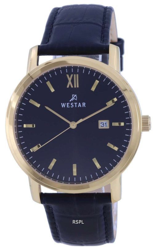 Westar Black Dial Gold Tone Stainless Steel Quartz 50244 GPN 103 Mens Watch