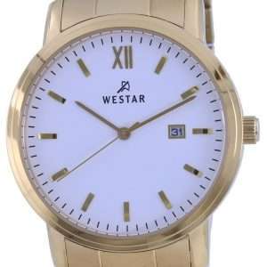 Westar White Dial Gold Tone Stainless Steel Quartz 50245 GPN 101 Mens Watch