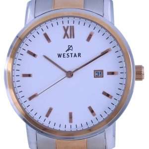 Westar White Dial Two Tone Stainless Steel Quartz 50245 SPN 601 Mens Watch