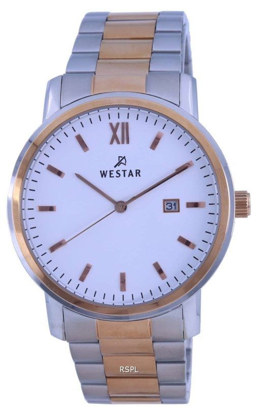 Westar White Dial Two Tone Stainless Steel Quartz 50245 SPN 601 Mens Watch