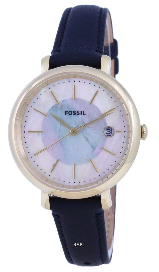 Fossil Jacqueline Mother-Of-Pearl Dial Leather Strap Solar ES5093 Womens Watch