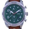 Fossil Bronson Chronograph Green Dial Leather Strap Quartz FS5738 Mens Watch