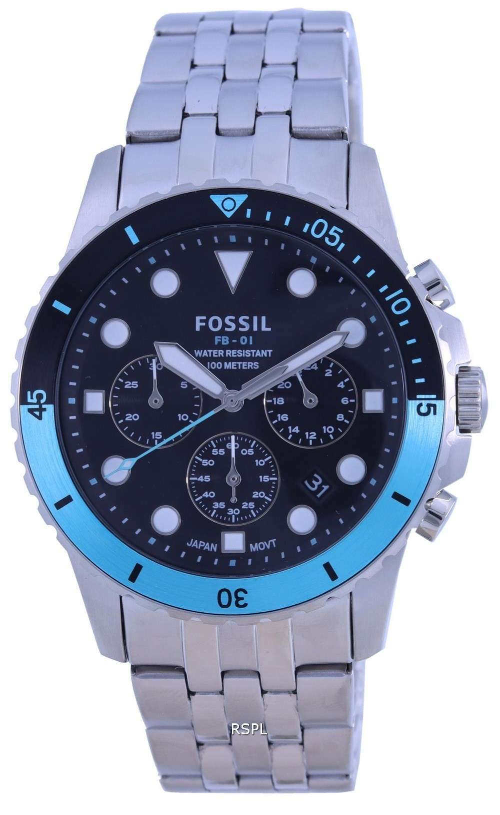 Fossil FB-01 Chronograph Black Dial Quartz FS5827 100M Mens Watch