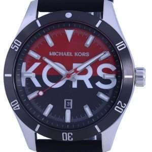 Michael Kors Layton BlackRed Dial Silicon Strap Quartz MK8892 Mens Watch