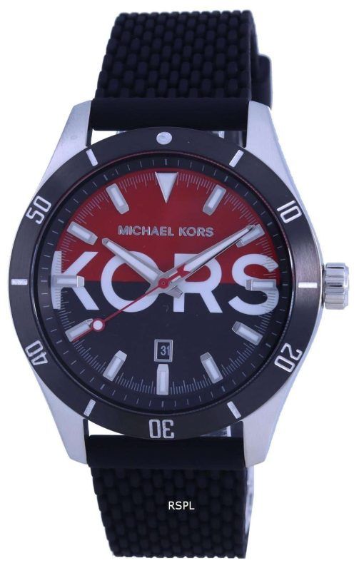 Michael Kors Layton BlackRed Dial Silicon Strap Quartz MK8892 Mens Watch