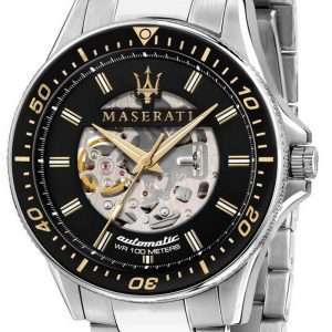 Maserati Sfida Skeleton Black Dial Stainless Steel Automatic R8823140002 100M Mens Watch
