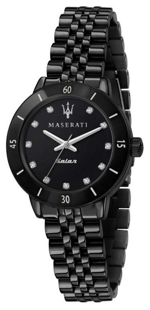 Maserati Successo Crystal Accents Black Dial Solar R8853145501 Womens Watch