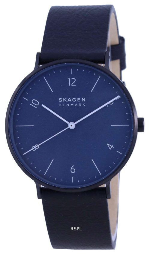 Skagen Aaren Naturals Blue Dial Leather Strap Quartz SKW6727 Mens Watch